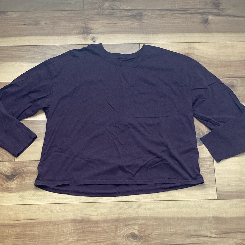 Pact Purple Long Sleeve Cropped Shirt